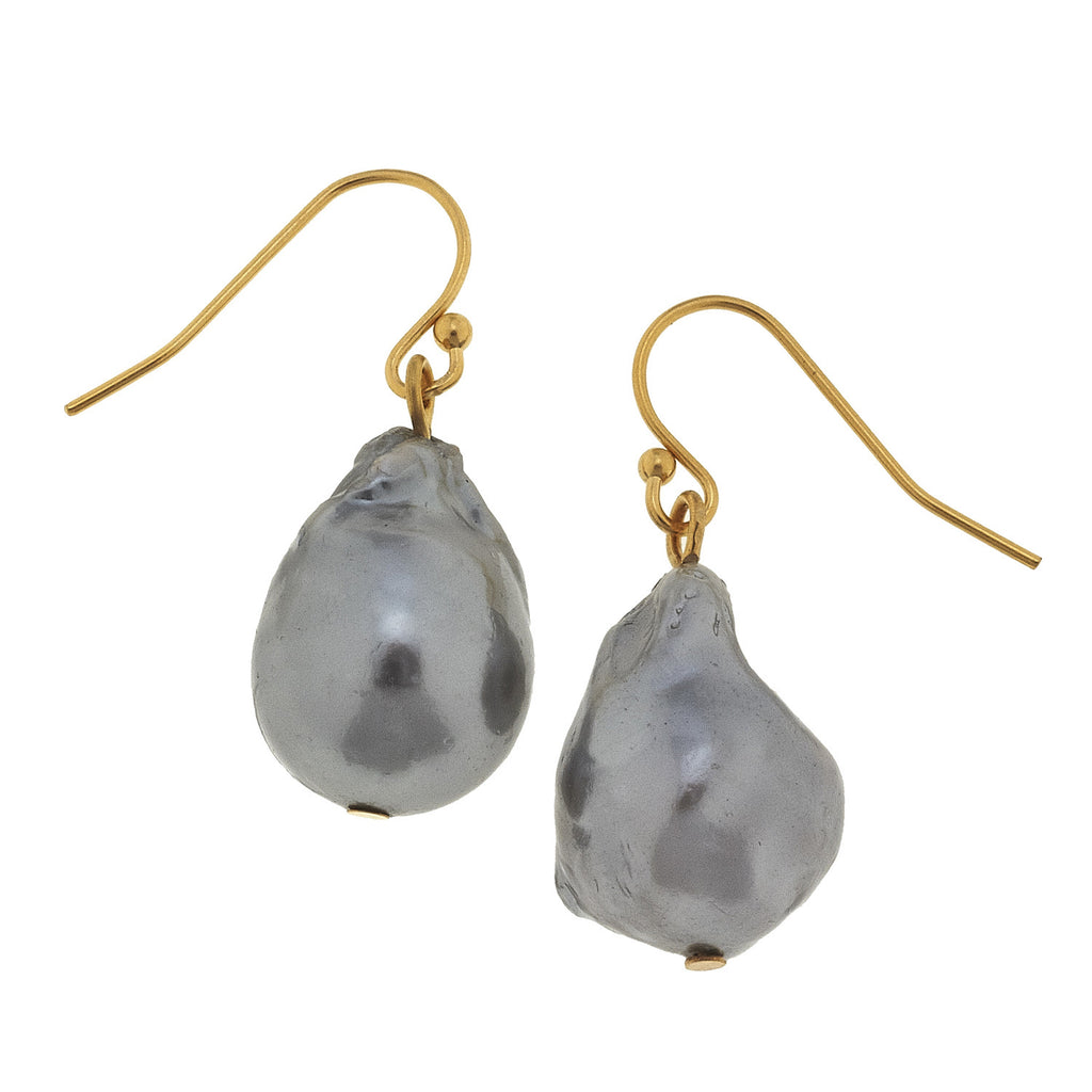 Susan Shaw Handcast Gold Cab And Genuine Grey Freshwater Baroque Pearl E En Reverie 4282