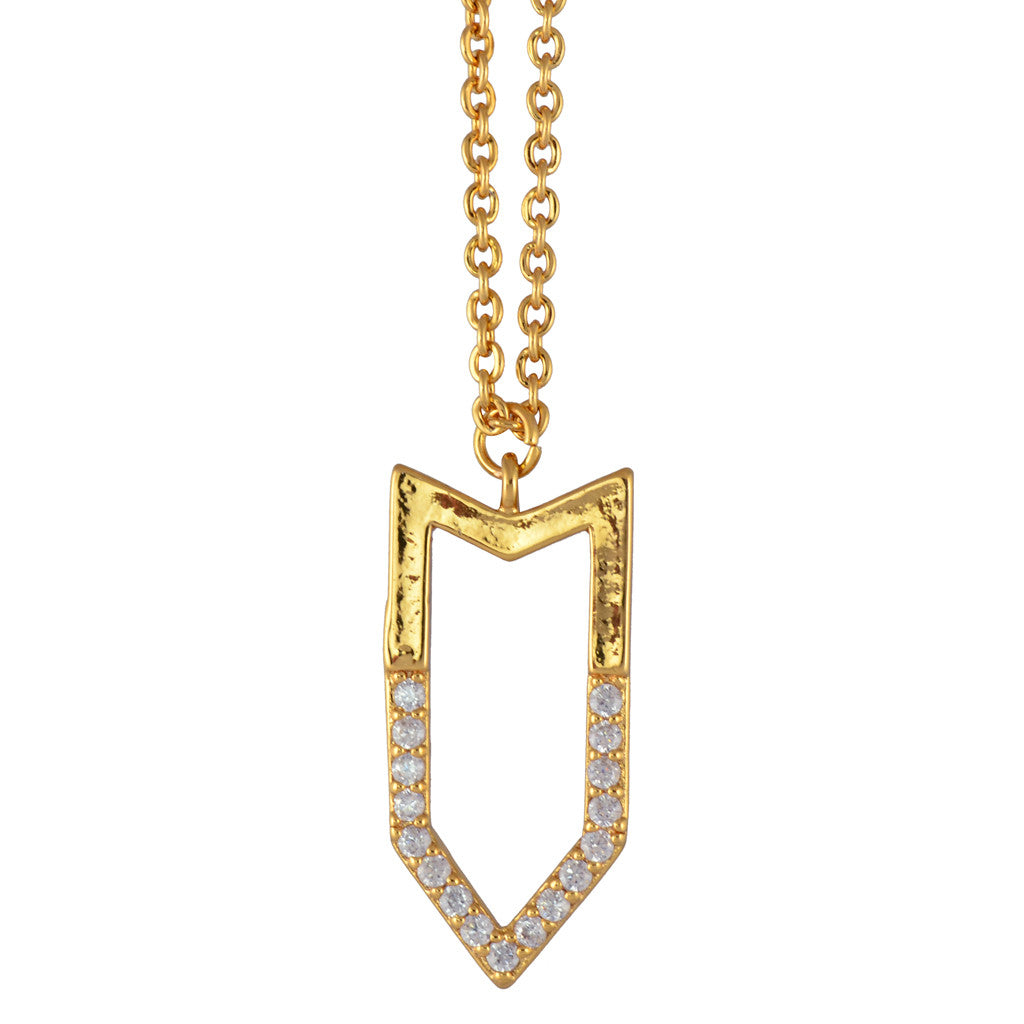 In Your Dreams Art Deco Chevron Necklace, Dainty Pendant with Rhinestones