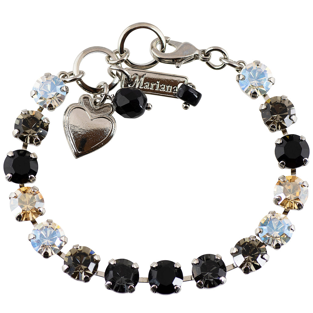 Mariana Jewelry Black Orchid Tennis Bracelet, Rhodium Plated with Clear Crystal, 8"