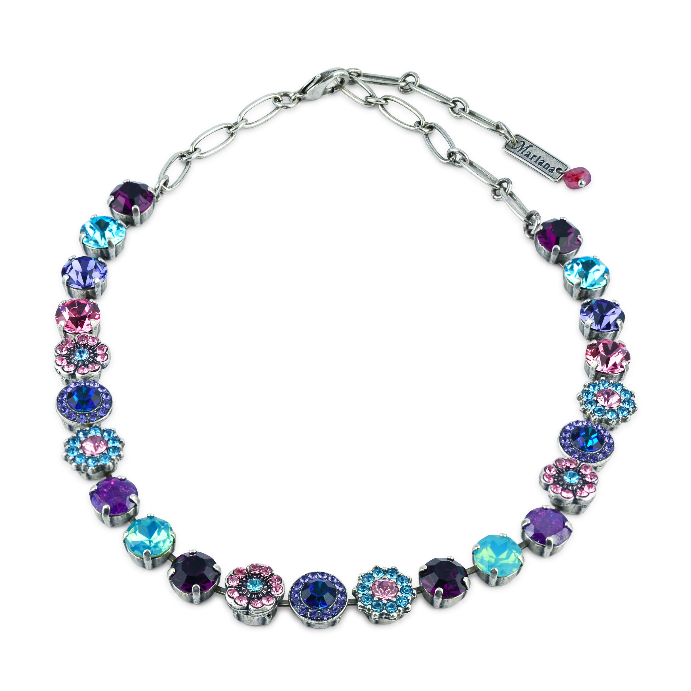 Mariana Jewelry Cotton Candy Flower Necklace, Silver Plated, 18" 3045/1 144