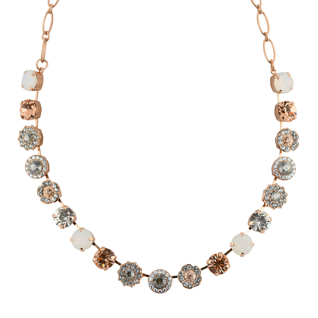 Mariana "Dancing In The Moonlight" Rose Gold Plated Large Crystal Frost and Flower Necklace, 18"