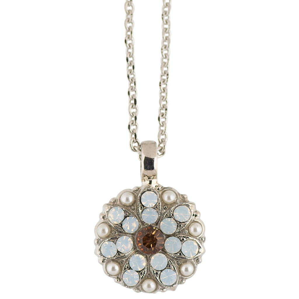 Mariana Jewelry Champagne and Caviar Guardian Angel Pendant Necklace, Rhodium Plated