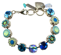 Mariana Jewelry Blue Lagoon Silver Plated Flower crystal Tennis Bracelet, 8