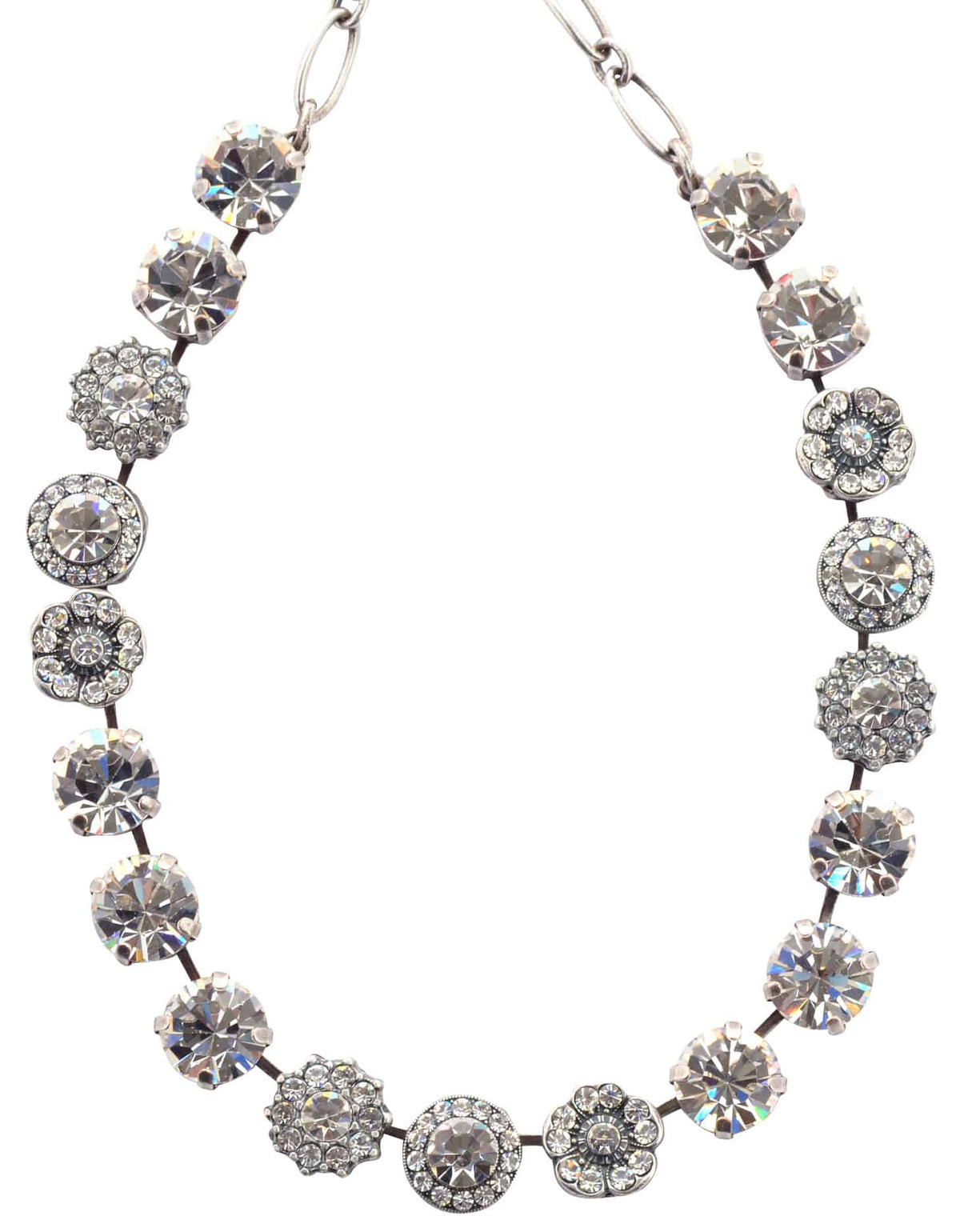 Mariana Jewelry Large Flower Necklace, On A Clear Day Silver Plated with crystal, 18 3084 001001
