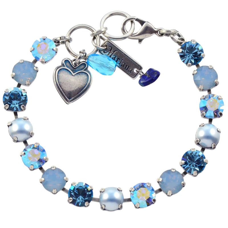 Mariana Jewelry Periwinkle Tennis Bracelet, Silver Plated with Blue Swarovksi Crystal, 8 4252 1343