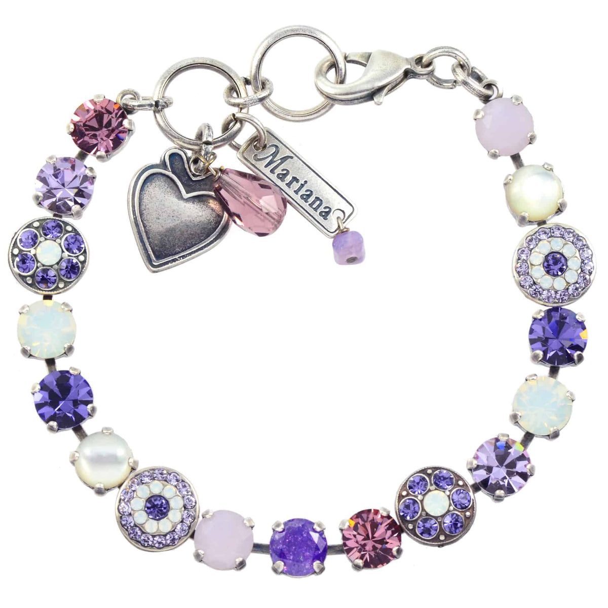 Mariana Jewelry Purple Rain Round Jewel Tennis Bracelet, Silver Plated with crystal, 8 4044 M1062