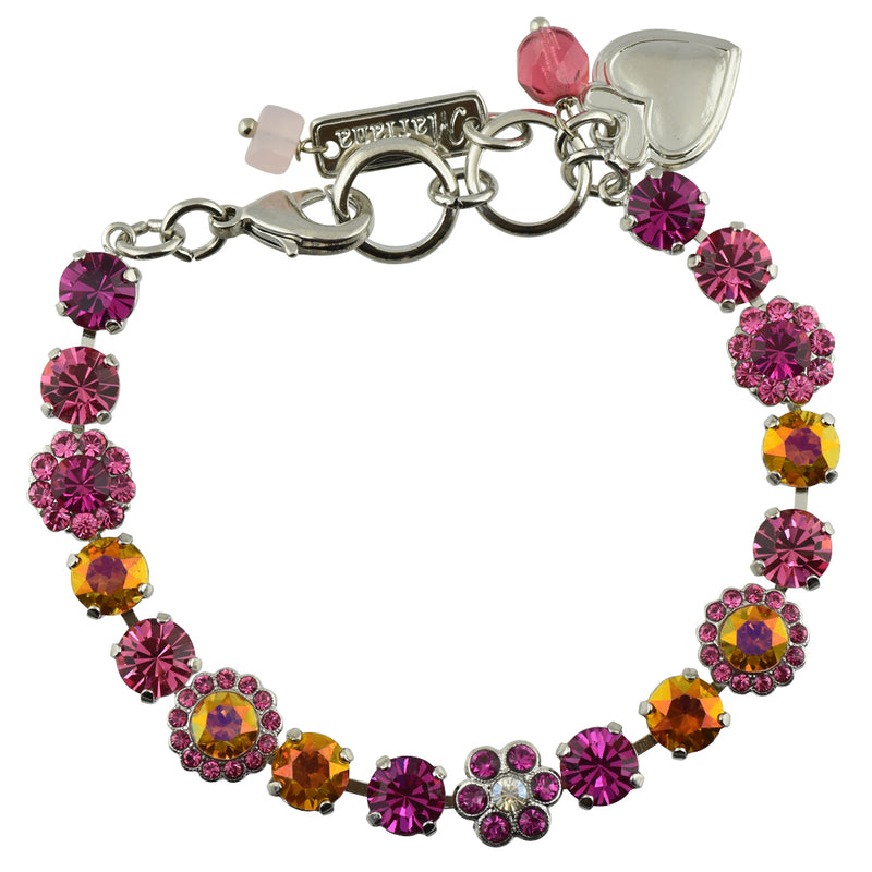 Mariana Jewelry "Bougainvillea" Rhodium Plated Crystal Tennis Bracelet, 8"
