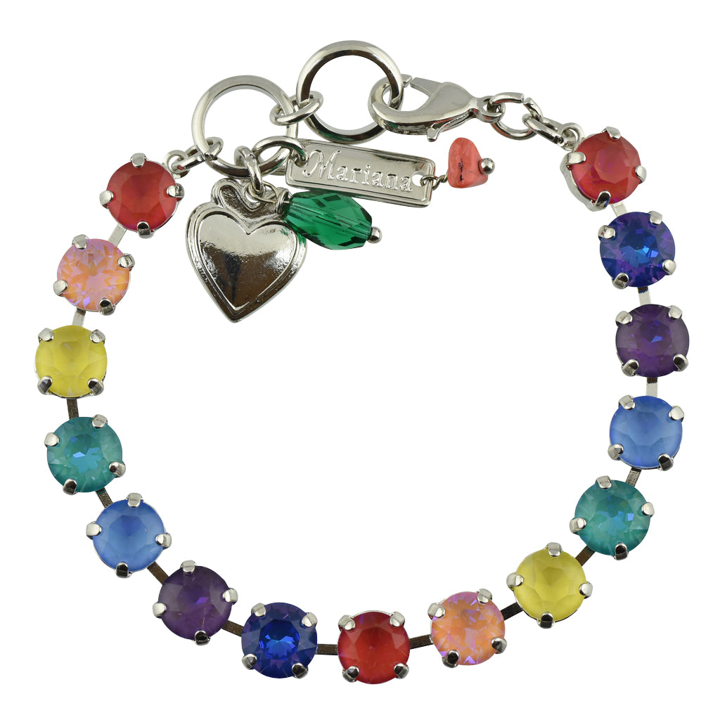 Mariana Jewelry "Sun-Kissed Candy" Rhodium Plated Crystal Tennis Bracelet, 8"