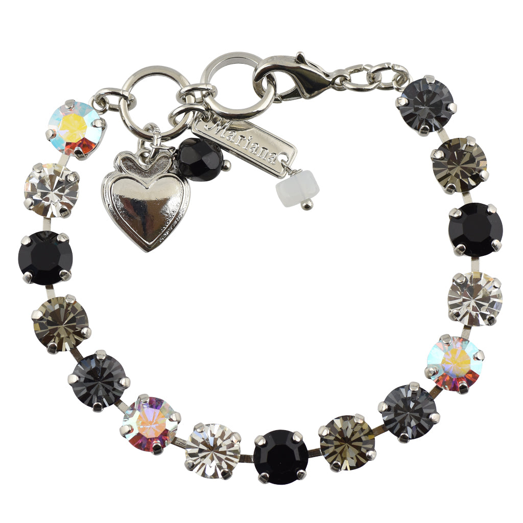Mariana Jewelry "Obsidian Shores" Rhodium Plated Crystal Tennis Bracelet, 8"