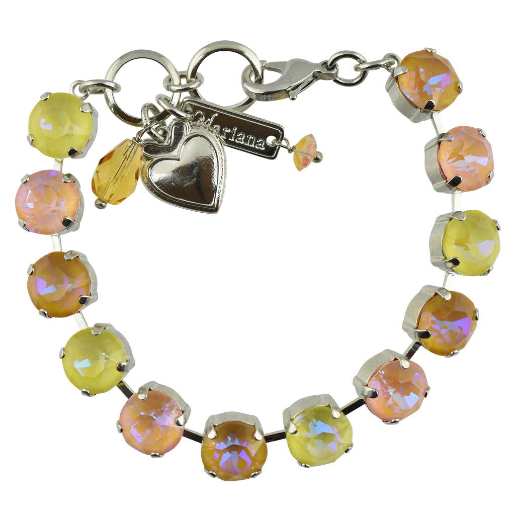 Mariana Jewelry "Sun-Kissed Autumn" Rhodium Plated Round Crystal Tennis Bracelet, 8"