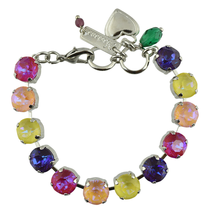 Mariana Jewelry "Sun-Kissed Candy" Rhodium Plated Round Crystal Tennis Bracelet, 8"