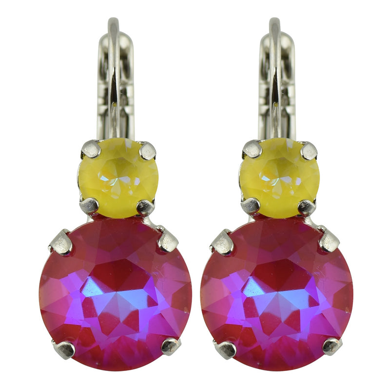 Mariana Jewelry "Sun-Kissed Candy" Round Drop Earrings, Rhodium Plated