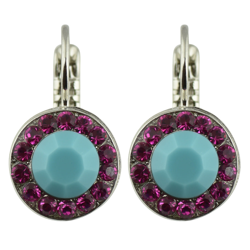 Mariana Jewelry "Bougainvillea" Rhodium Plated Crystal Petite Circle Drop Earrings