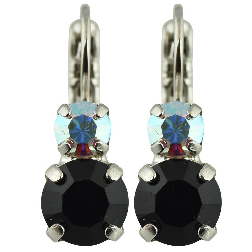 Mariana Jewelry "Obsidian Shores" Rhodium Plated Petite Round Crystal Drop Earrings