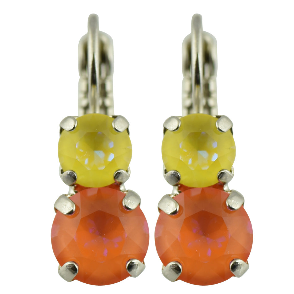 Mariana Jewelry "Sun-Kissed Autumn" Rhodium Plated Petite Round Crystal Drop Earrings
