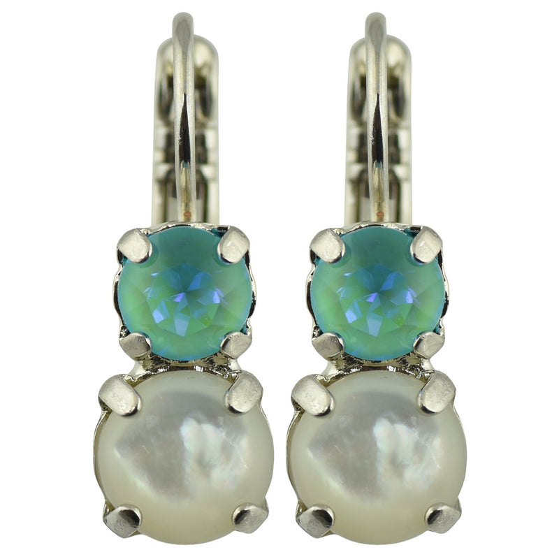 Mariana Jewelry "Aegean Coast" Rhodium Plated Petite Round Crystal Drop Earrings