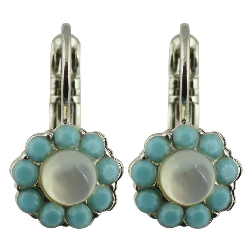 Mariana Jewelry "Aegean Coast" Rhodium Plated Crystal Flower Drop Earrings