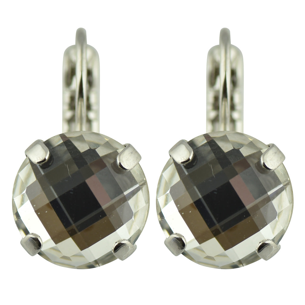 Mariana Jewelry "Sunrise" Rhodium Plated Round Crystal Drop Earrings