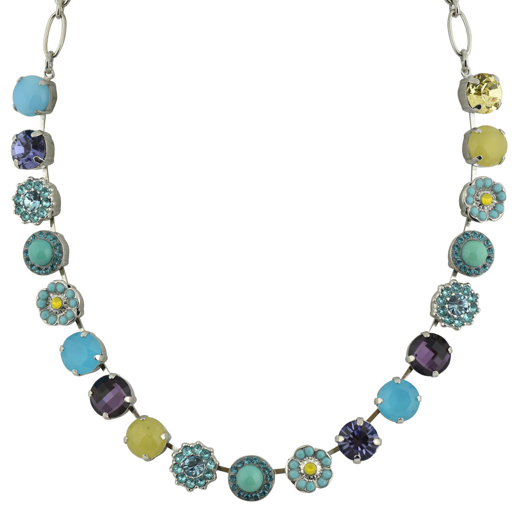 Mariana Jewelry "Vineyard Veranda" Rhodium Plated Crystal Flower Necklace, 18"