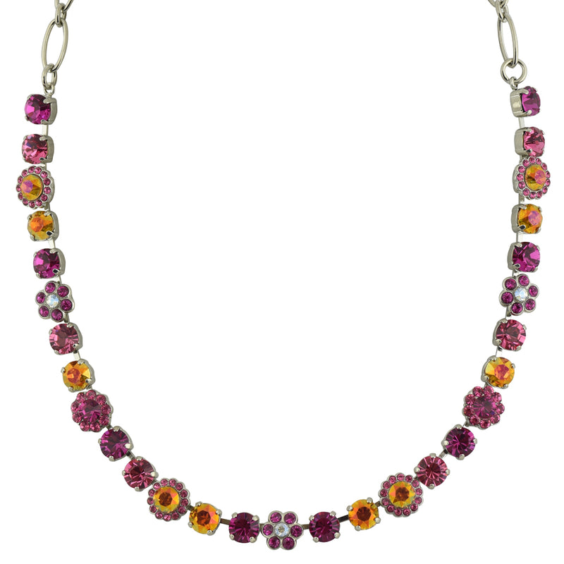 Mariana Jewelry "Bougainvillea" Rhodium Plated Flower Necklace, 18"