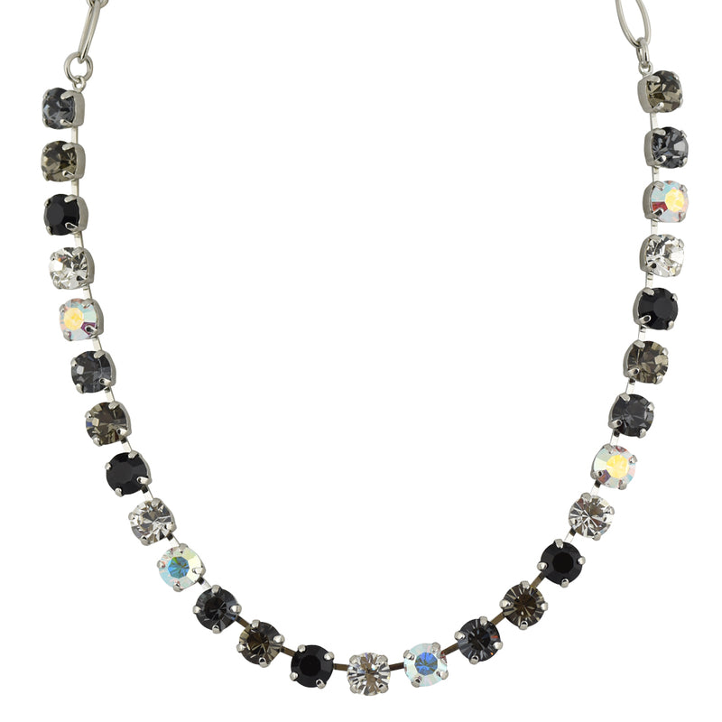Mariana Jewelry "Obsidian Shores" Rhodium Plated Crystal Round Necklace, 18"