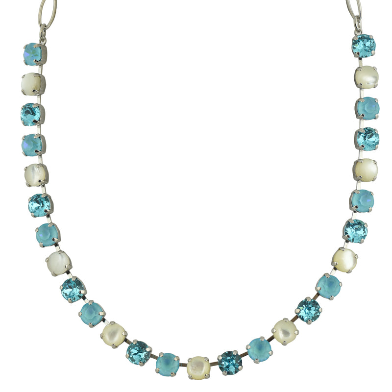 Mariana Jewelry "Aegean Coast" Rhodium Plated Crystal Round Necklace, 18"