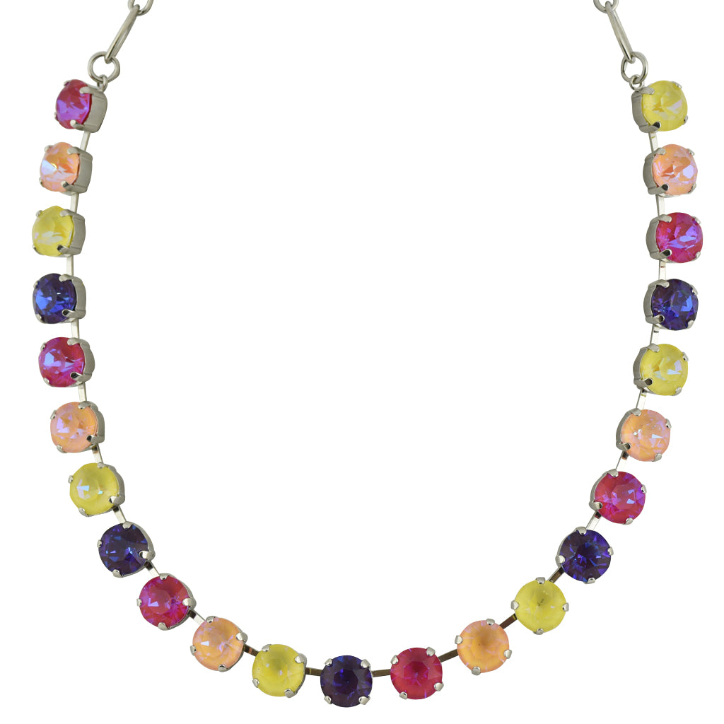 Mariana Jewelry "Sun-Kissed Candy" Rhodium Plated Crystal Round Necklace, 18"