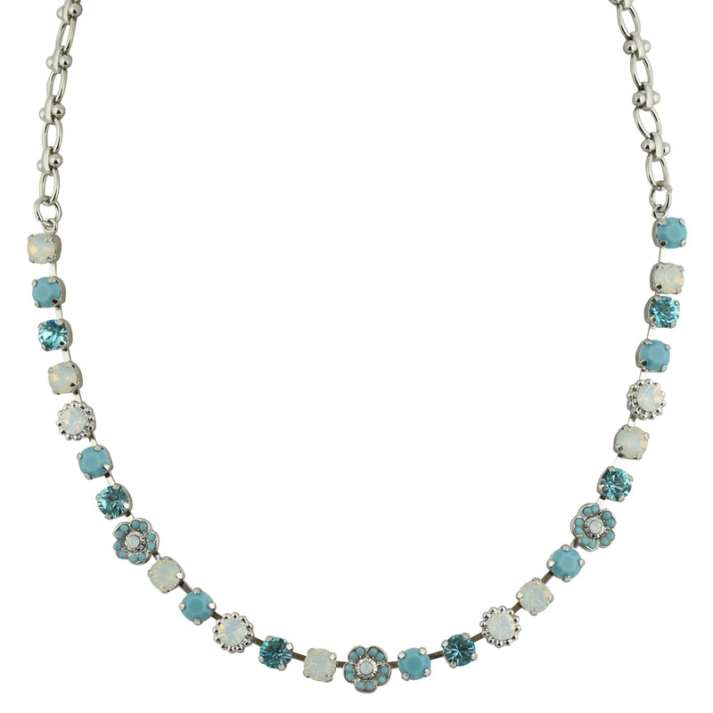 Mariana Jewelry "Aegean Coast" Rhodium Plated Small Crystal Round Necklace, 18"