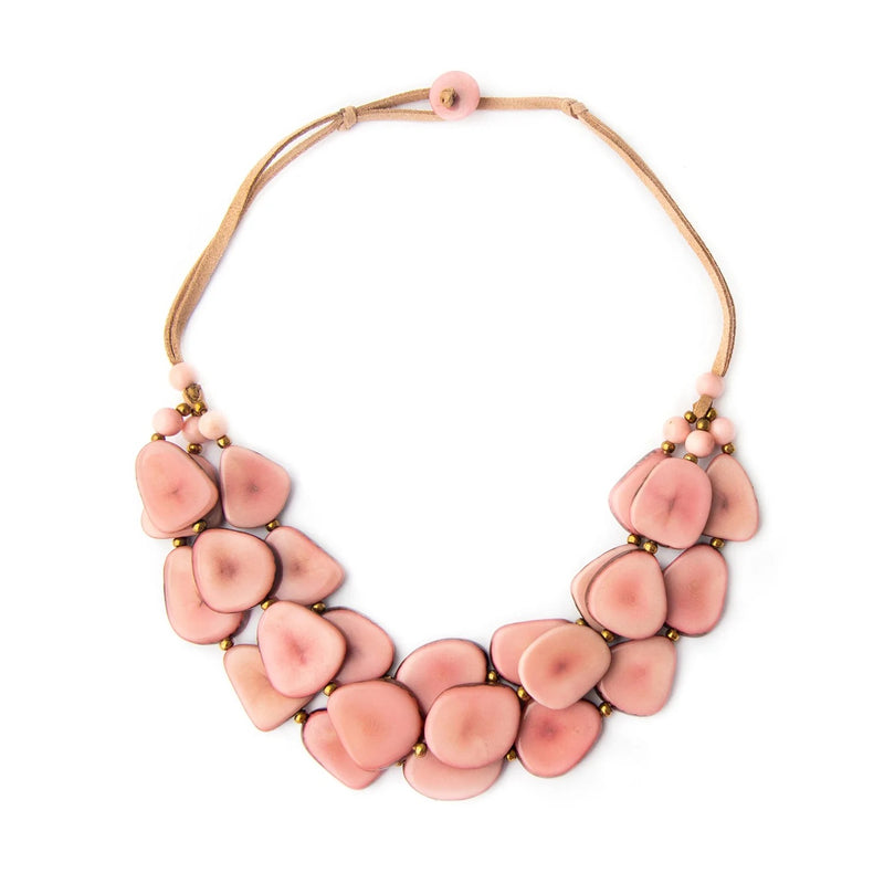 Organic Tagua "Alma" Necklace in Pink