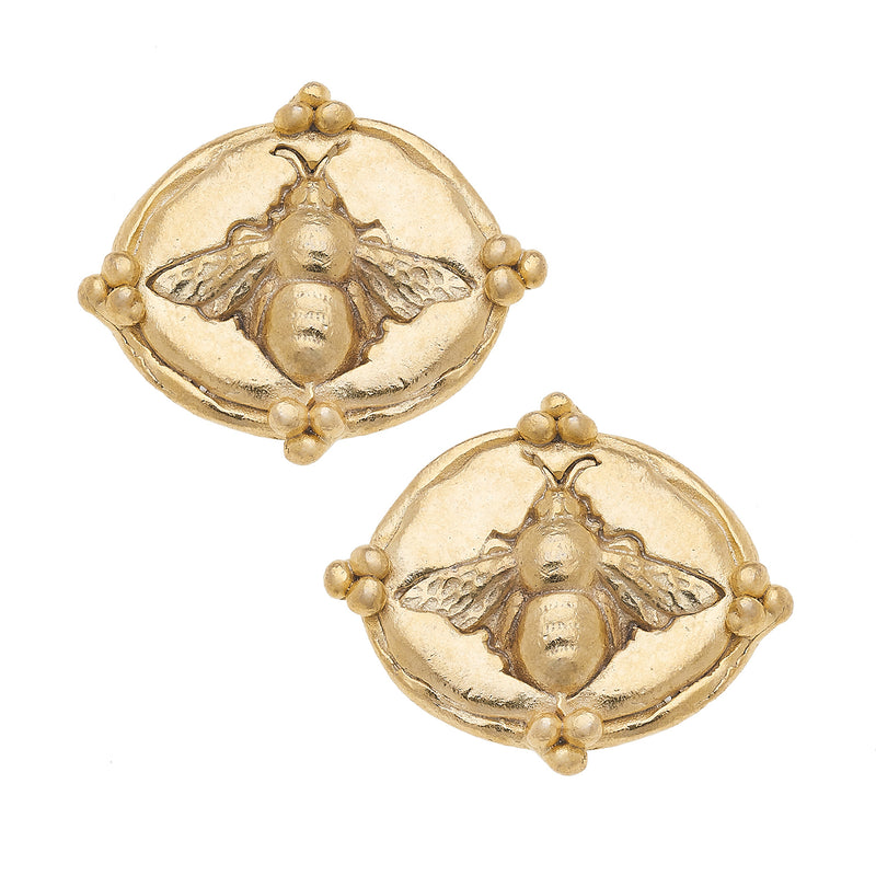 Susan Shaw Handcast Gold Bee Stud Earrings