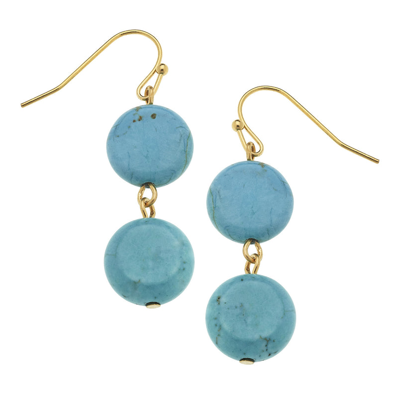 Susan Shaw Genuine Turquoise w/Gold Earrings