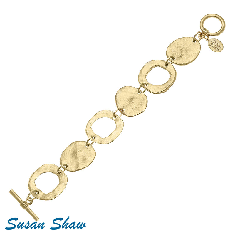 Susan Shaw Handcast Gold Toggle Bracelet