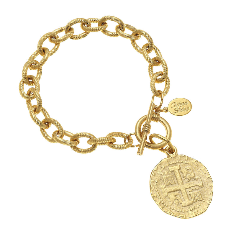 Susan Shaw Handcast Gold Coin Bracelet