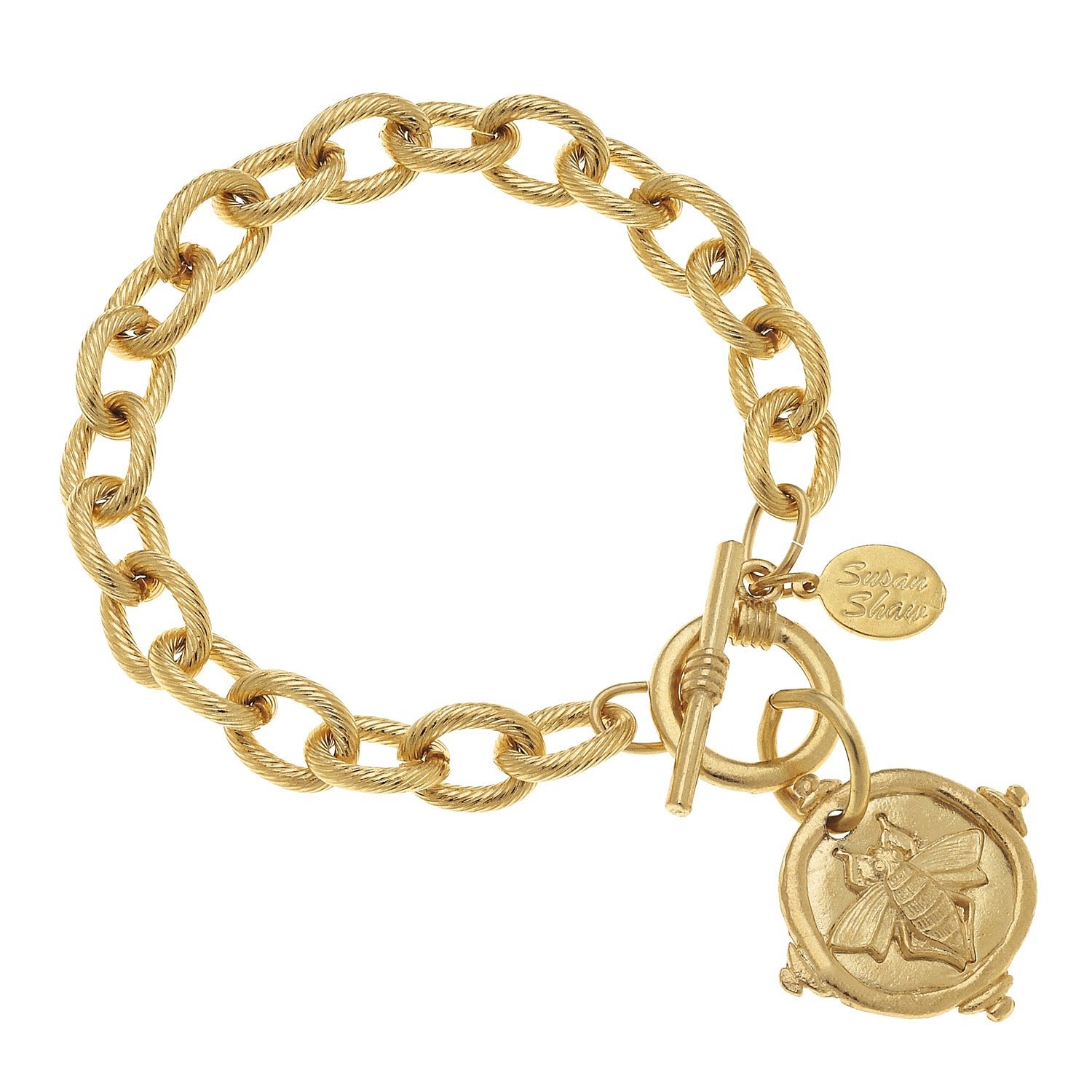 Susan Shaw Handcast Gold Intaglio "Bee" Bracelet