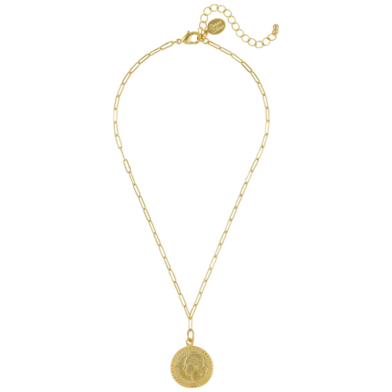 Susan Shaw Dainty 24Kt Gold Plated Coin Necklace