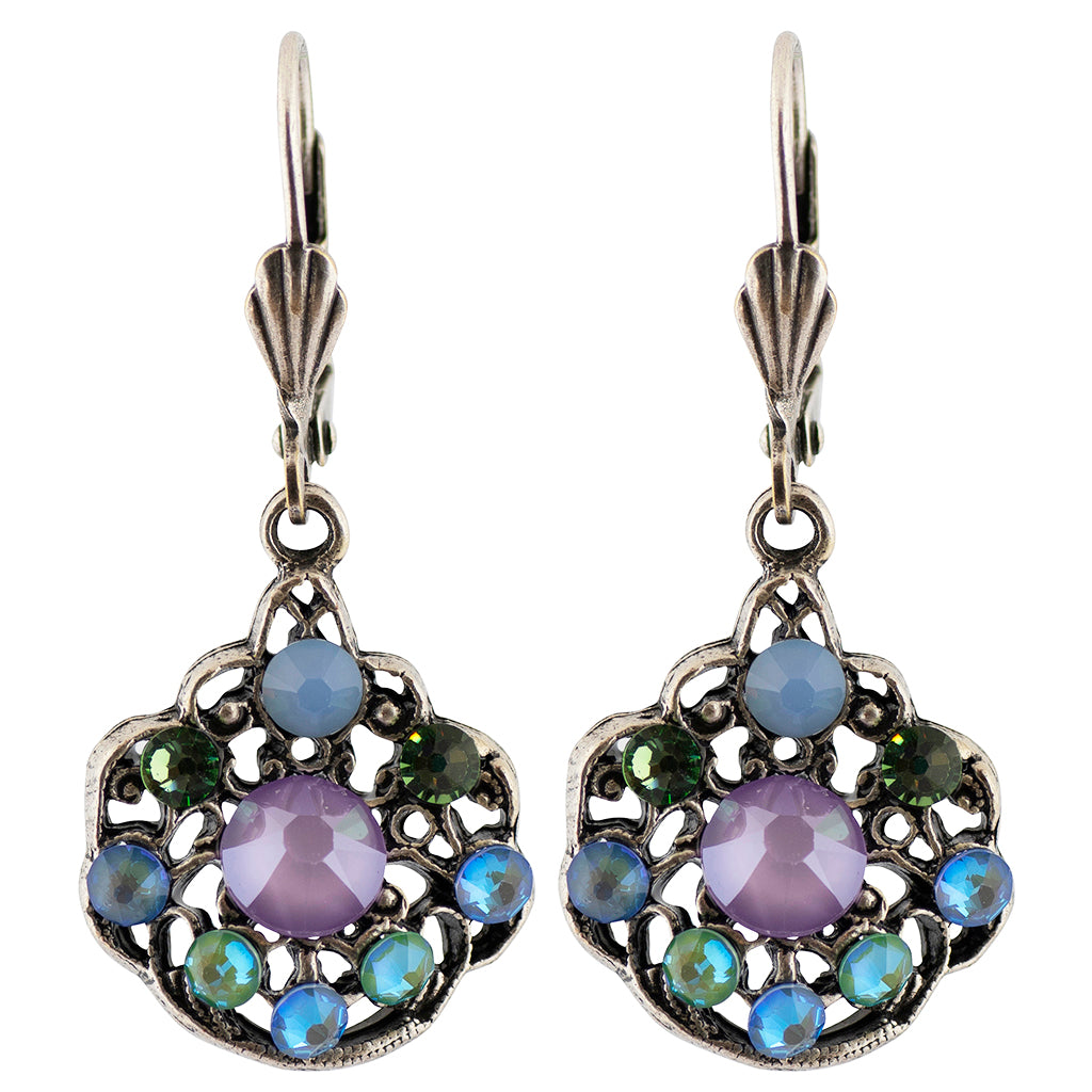 Anne Koplik Colorful Ornate Crystal Drop Earrings