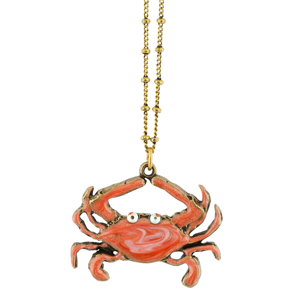 Anne Koplik Crab Necklace, Gold Plated Multicolor Pendant