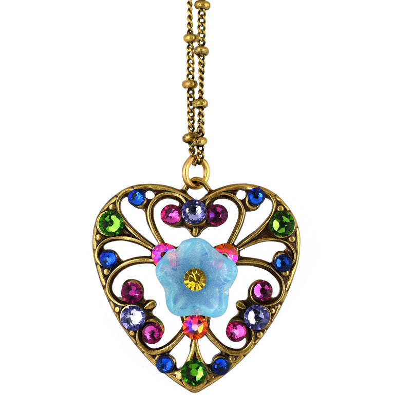 Anne Koplik Fila Heart Necklace, Gold Plated Multicolor Pendant