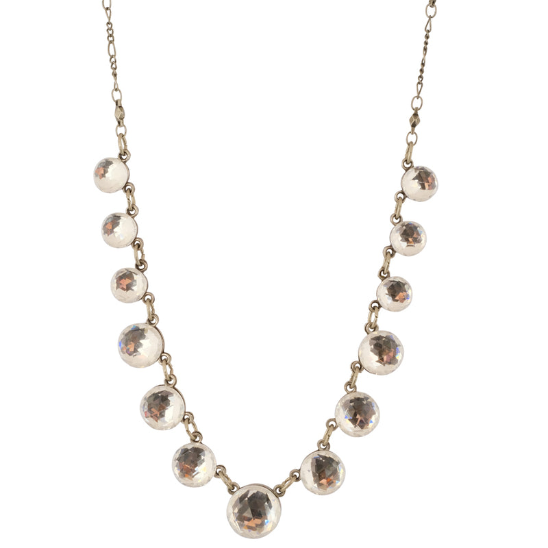 Anne Koplik Clear Crystal Necklace, Silver Plated