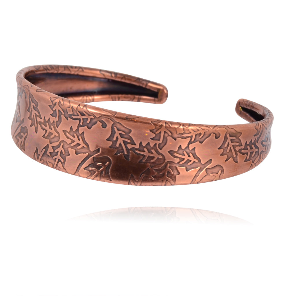 Anju Copper Cuff Bracelet with Leaves