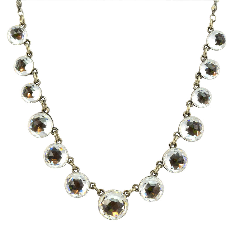 Anne Koplik Antique Silver Plated Crystal Bubble Necklace with crystal