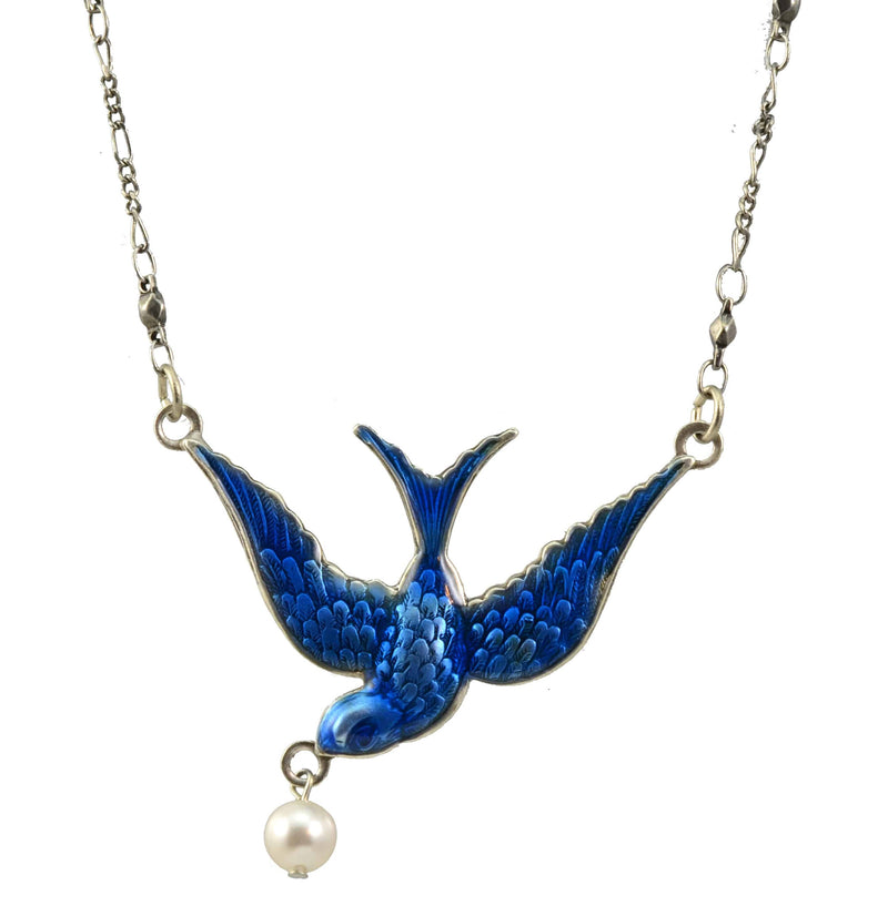 Anne Koplik Bluebird Necklace with Bead