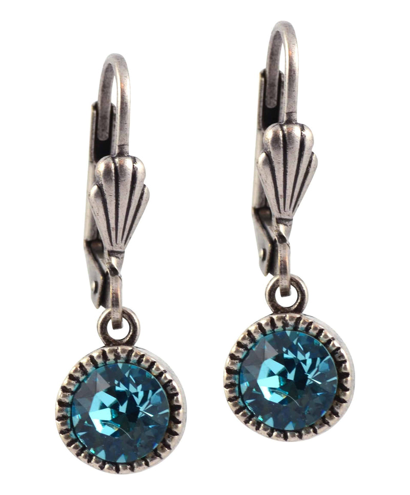 Anne Koplik Circle Earrings, Silver Plated with Blue crystal ES03LTU