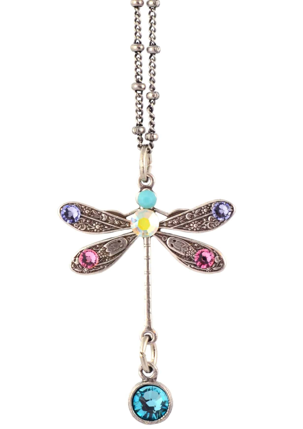 Anne Koplik Dragonfly Pendant Necklace, Silver Plated with crystals, 18 NSG402LTU