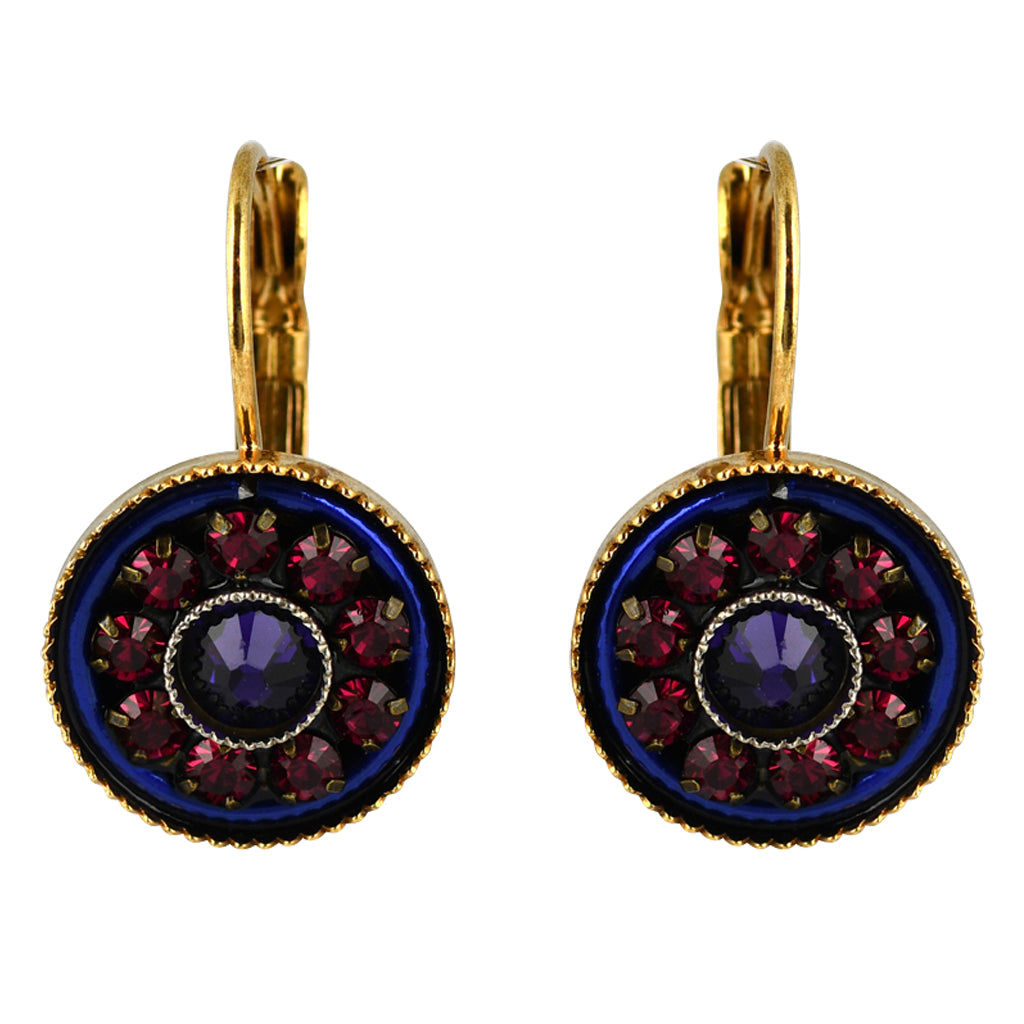 Clara Beau Jewelry Crystal Rondelle Earrings, Gold Plated Purple Dangle