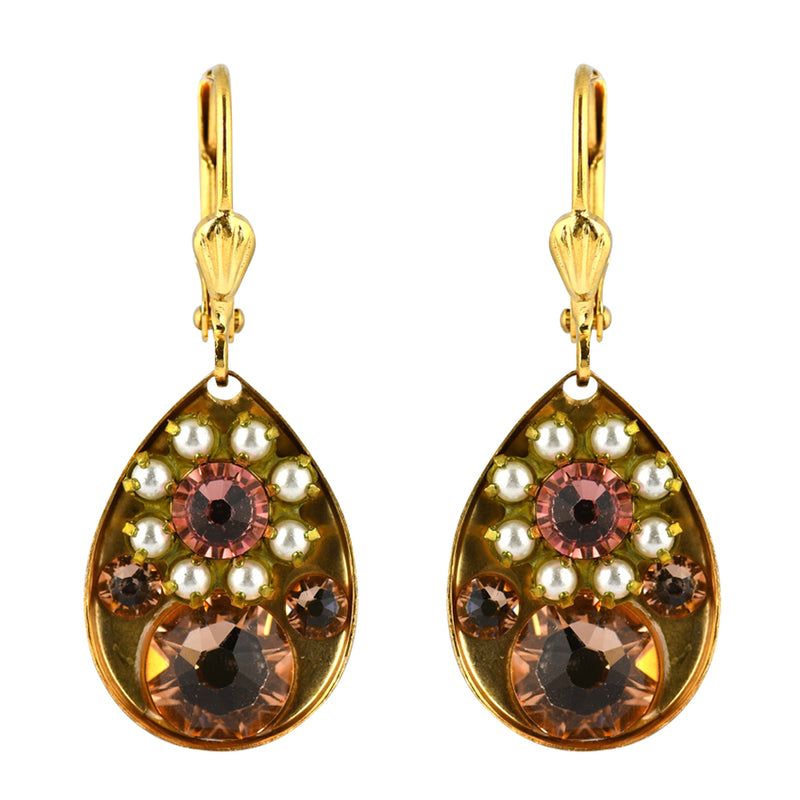 Clara Beau Jewelry Crystal Drop Earrings, Gold Plated Pink Dangle