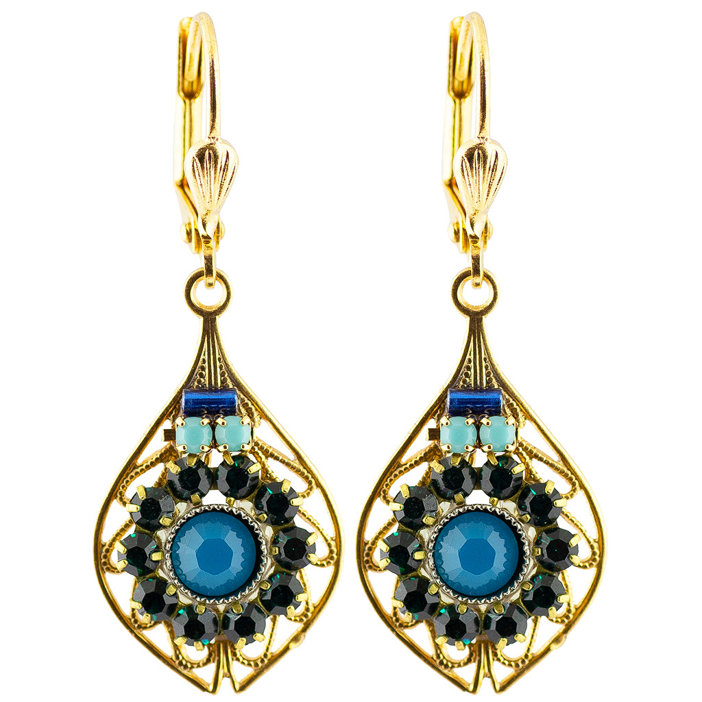 Clara Beau Colorful Ornate Crystal Earrings, Gold Plated
