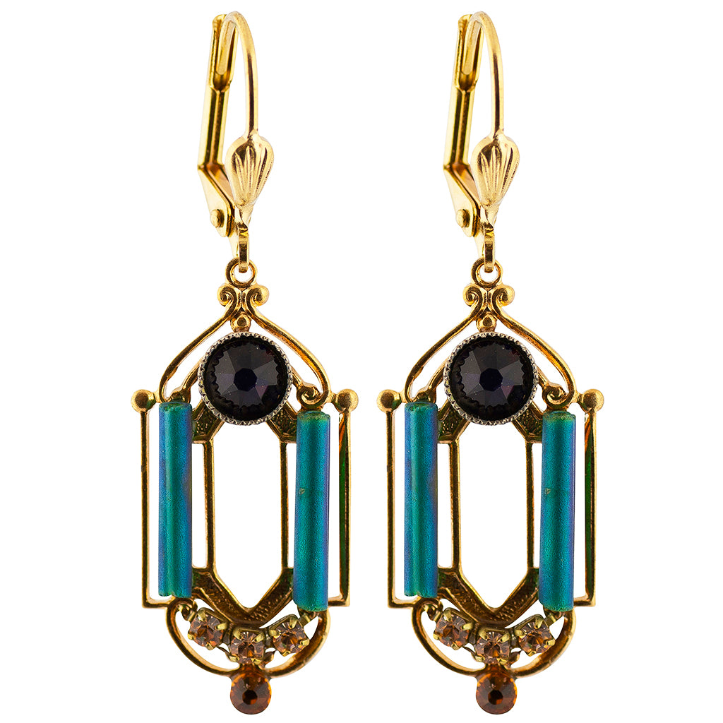 Clara Beau Art Deco Crystal Drop Earrings, Gold Plated