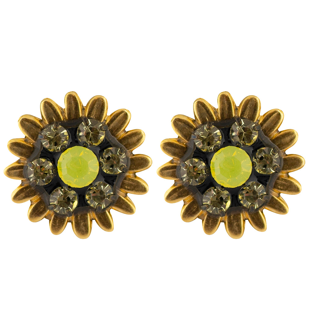 Clara Beau Crystal Flower Post Earrings, Gold Plated