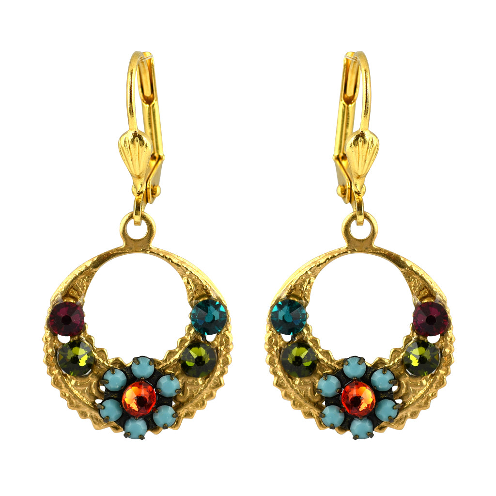 Clara Beau Jewelry Crystal Crescent Earrings, Gold Plated Dangle